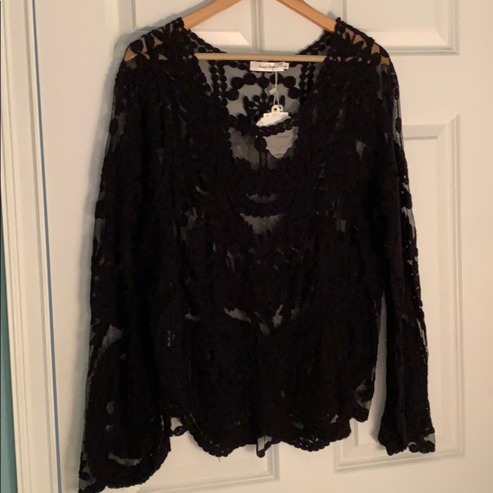 Black lace boho top